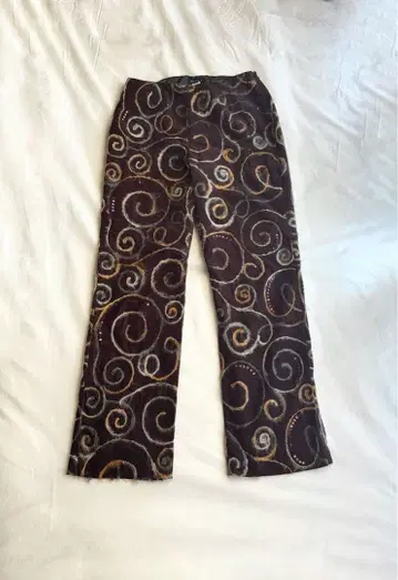 빈티지 스와르 기하학 브라운 자수 스팽글 팬츠 archive