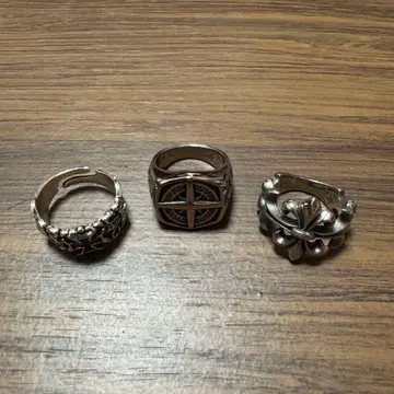 Silver archive vintage 크로스 모티브 반지 세트
