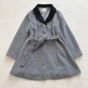 리미트리스 럭셔리 허리 리본 소프트 샤기 코트 그레이