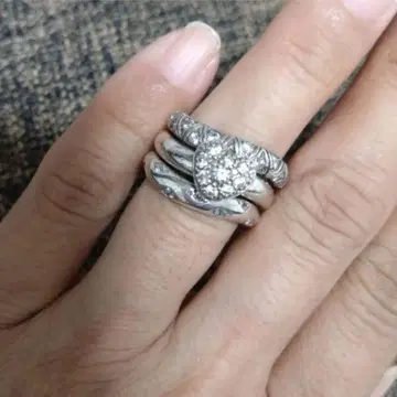 폴리폴리 실버 3연 파베 반지