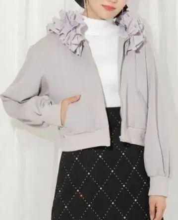 WILLSELECTION 후드 프릴 후드티 그레이