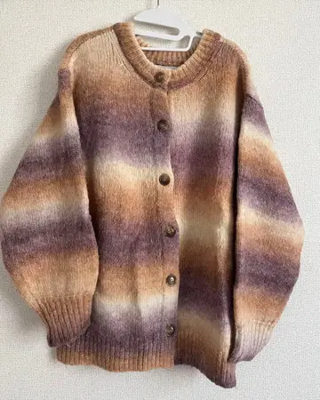 [ RETRO GIRL ] 니트 가디건 그라데이션 겨울 의류 겨울 코디