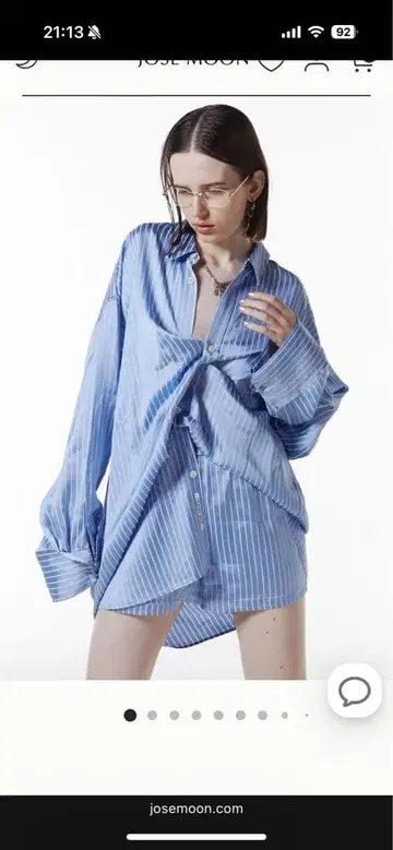 JOSEMOON 새틴 스트라이프 셔츠