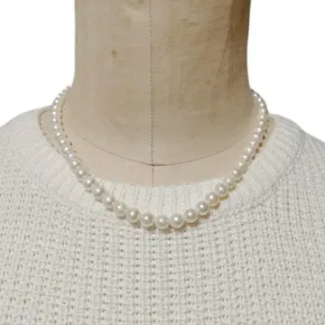 6mm 펄 진주 SILVER 금장 장식 목걸이 빈티지 디자인