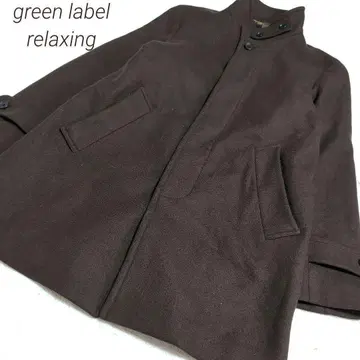 그린 라벨 릴랙싱 브라운 울리 테크 스탠드 더블 코트