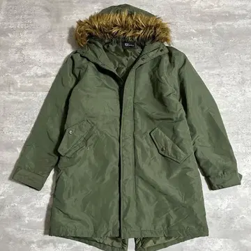 모즈 코트 충전솜 코트 긴털 퍼 포함 카키 올리브 그린 보아 후드 M