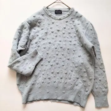 레어 트레디셔널 하우스 장미 자수 크루넥 니트 스웨터 라이트 블루 M