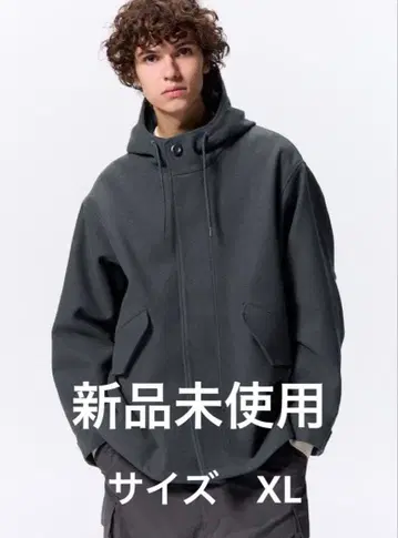 GU 그레이 코지 멜톤 후드티