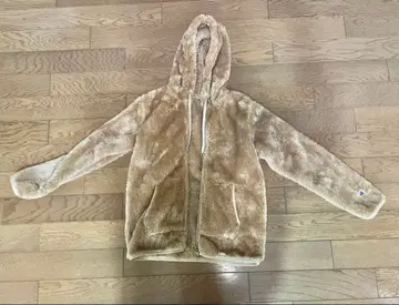 플리스 자켓 베이지 후드 부착