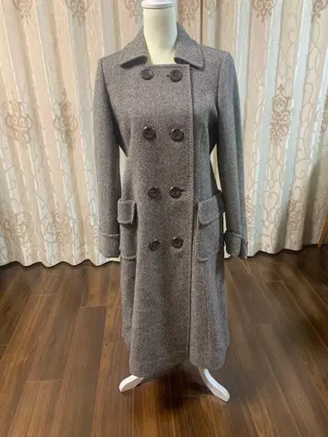 그레이 더블 브레스트 롱 코트