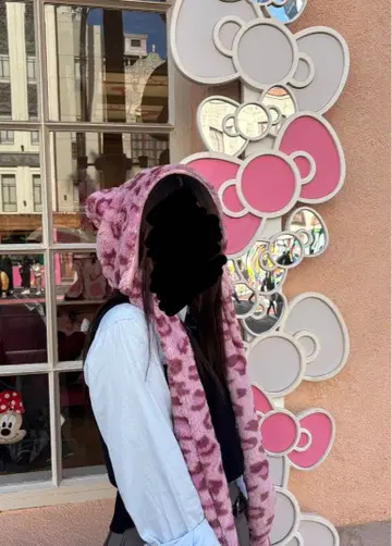 USJ 헬로키티 머플러 햇 레오파드 무늬