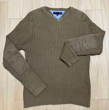 타미힐피거 리브 스웨터 올리브
