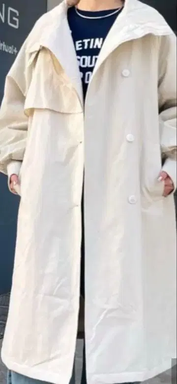 2WAY 스탠드 카라 볼륨 슬리브 롱 코트 택 포함