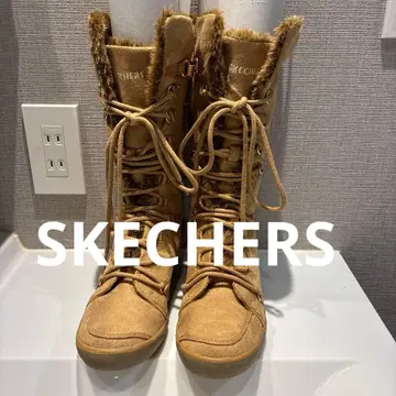 [ SKECHERS ] 스케쳐스 퍼 달린 롱 부츠/브라운/24.5cm