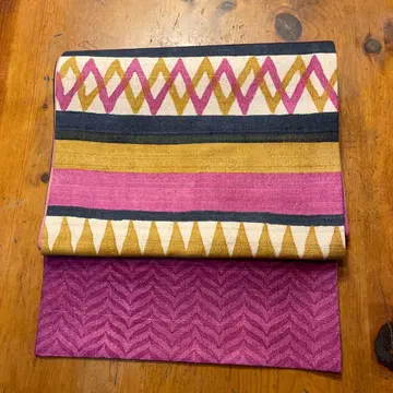 기하학 패턴 나고야 오비 핑크 노랑