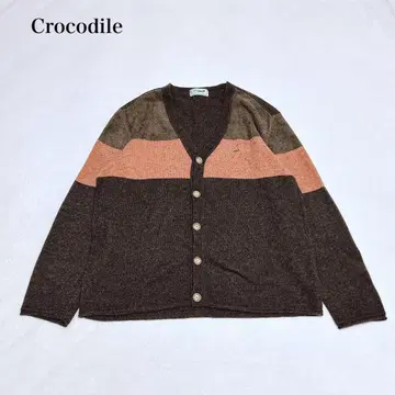 크로커다일 니트 가디건 (L) 남성용 보더 멜란지 캐주얼