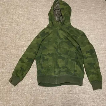 카모 패턴 후드 부착 집업 후드티