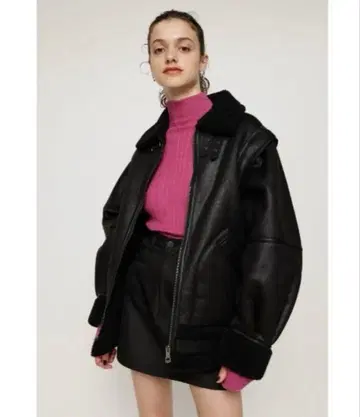 SLY 가죽 보아 옷깃 무스탕 코트 아우터 자켓 사이즈 1