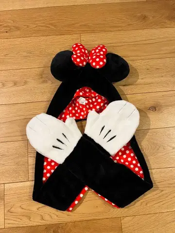 미니 마우스 머플러 장갑 도트 리본 머플러 캡