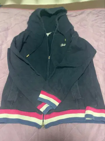 레이디 네이비 후드 부착 후드티 셋업