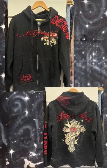 ED HARDY 집업 후드티 L Y2K 해골 십자가