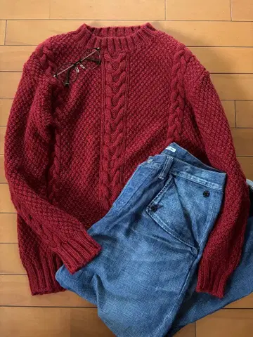 손뜨개질 니트 레드