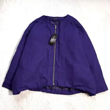 [ 새상품 ] 앙코키누 퀼팅 충전솜 지퍼 블루종 프릴 LL 퍼플