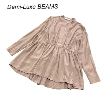 Demi-Luxe BEAMS 긴팔 프릴 블라우스 페플럼 베이지 일본제