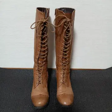 [ 키다리 아저씨 ] 카멜 레이스업 롱 부츠 24cm