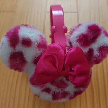 디즈니랜드 귀도리 레오파드 무늬 리본