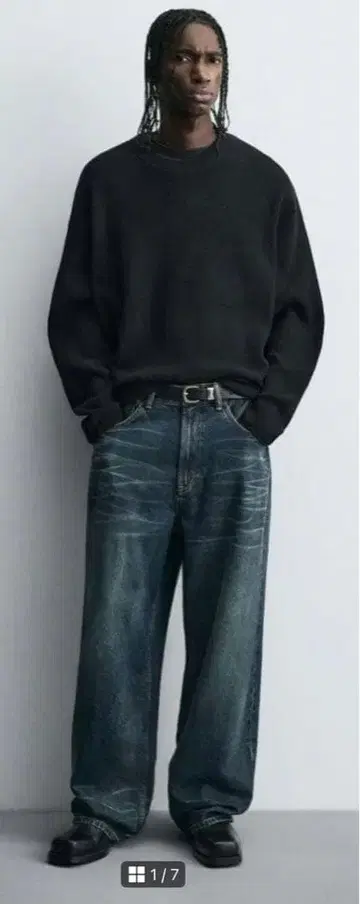 새상품급 ZARA 워시드 와플 스웨터