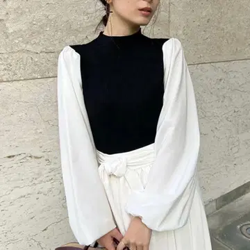 nuans 도킹 퍼프 슬리브 니트