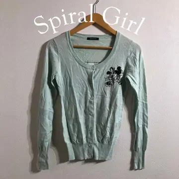 새상품급 Spiral Girl 면 미키 블루 그린 가디건