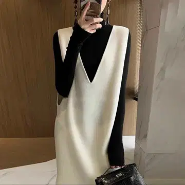 [택 포함 새상품] 압축 울 V넥 베스트 베스트