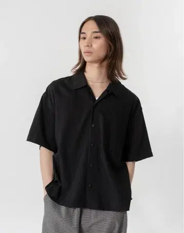 오픈 카라 시어서커 셔츠 B5092