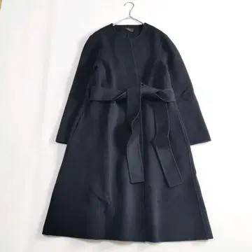 [ 새상품급 ] 조셉 리버 코트 캐시미어 혼방 노카라 벨트 네이비 컬러