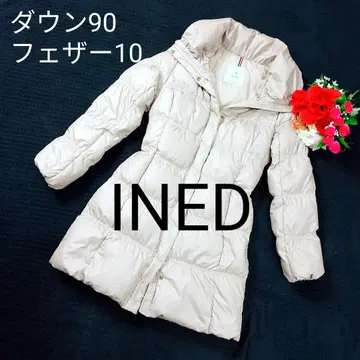 [ 새상품급 ] 이네드 INED 볼륨 넥 다운 코트 스탠드 카라 베이지