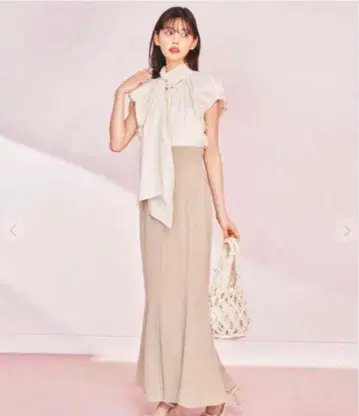 cocodeal 체크 무늬 머메이드 스커트 베이지