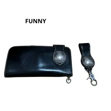 FUNNY 장지갑 블랙 키링 포함