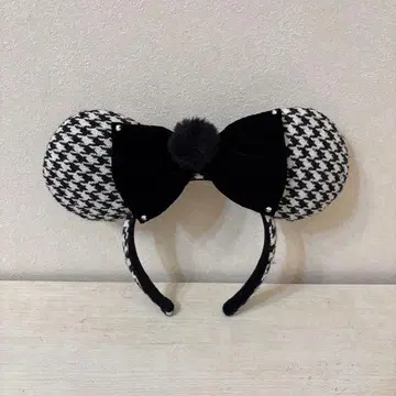 디즈니 머리띠 하운드투스 체크 블랙
