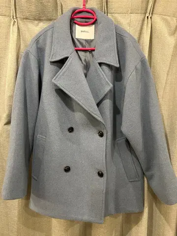 ships any 더블 브레스트 피 코트 라이트 블루
