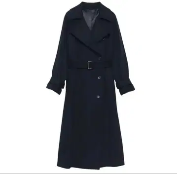 anuans 울 트렌치코트 네이비