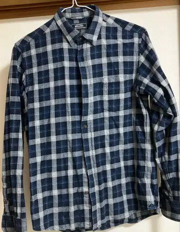 BEAMS 긴팔 셔츠 L 네이비 체크