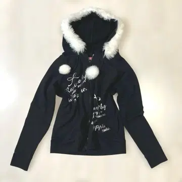 y2k 00s 헤이세이 갸루 헤이세이 여자 퍼 지퍼 후드티 리본 튤라라계