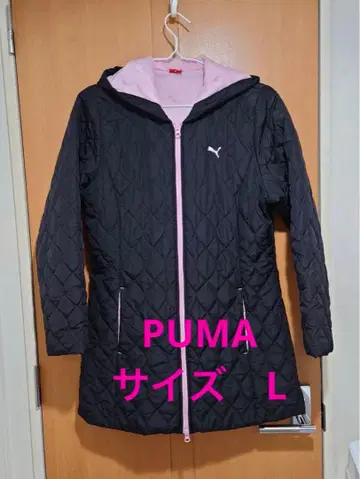PUMA 퀼팅 자켓 블랙/핑크 사이즈 L