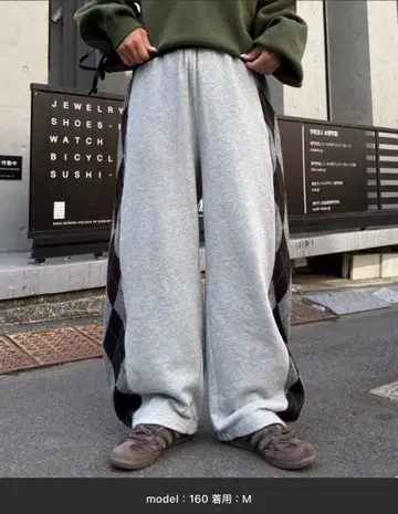 [ UNISEX ] 아가일 니트 스웨트 팬츠