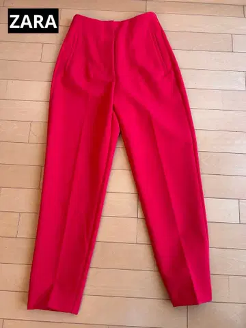 ZARA 여성용 테이퍼드 팬츠 레드 빨간색
