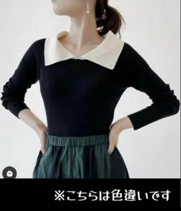 [택 포함 새상품] Three Four Time 플랫 칼라 리브 니트