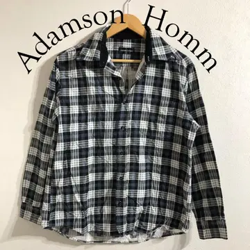 새상품급 Adamson Homme 블랙 체크 긴팔 셔츠