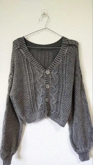 GYDA 그레이 케이블 니트 가디건 2way